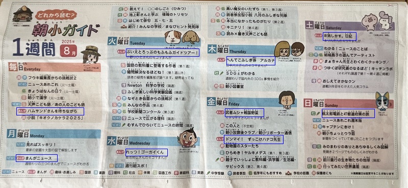 朝日小学生新聞の1週間のコラム