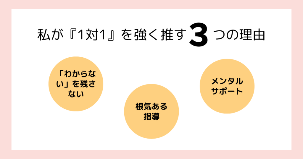 1対1の指導を強く推す3つの理由をまとめた画像